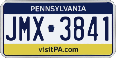 PA license plate JMX3841