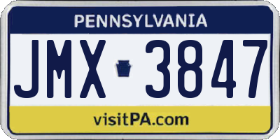 PA license plate JMX3847