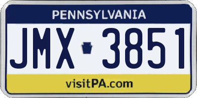 PA license plate JMX3851
