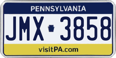 PA license plate JMX3858