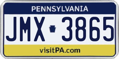 PA license plate JMX3865