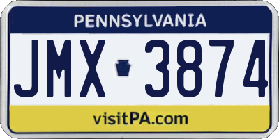 PA license plate JMX3874