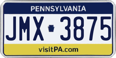 PA license plate JMX3875