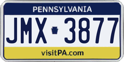 PA license plate JMX3877