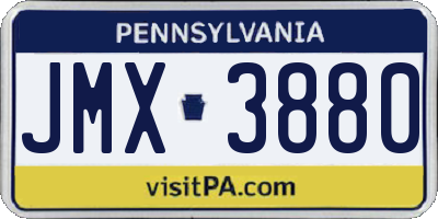 PA license plate JMX3880
