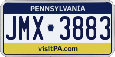 PA license plate JMX3883