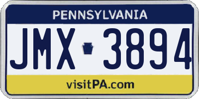 PA license plate JMX3894