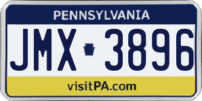 PA license plate JMX3896