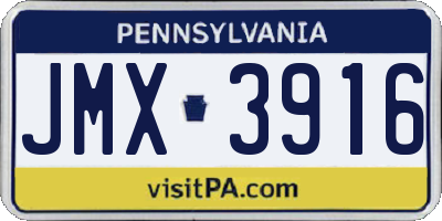 PA license plate JMX3916