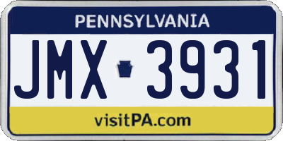 PA license plate JMX3931