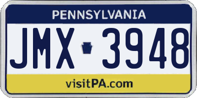 PA license plate JMX3948