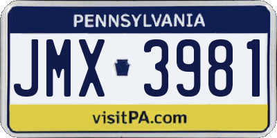 PA license plate JMX3981
