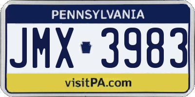 PA license plate JMX3983