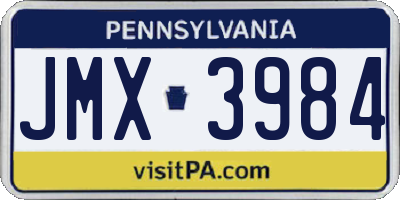PA license plate JMX3984