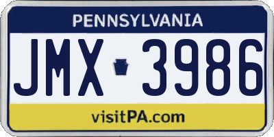 PA license plate JMX3986