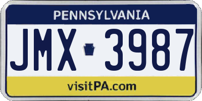 PA license plate JMX3987