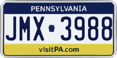 PA license plate JMX3988
