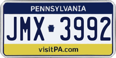 PA license plate JMX3992