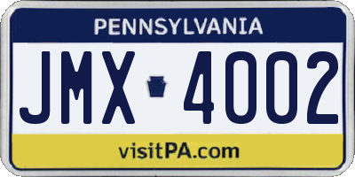 PA license plate JMX4002