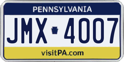PA license plate JMX4007
