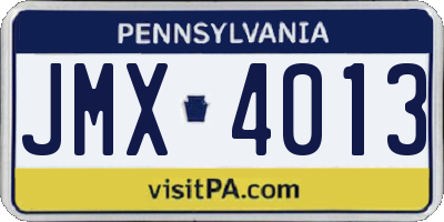 PA license plate JMX4013