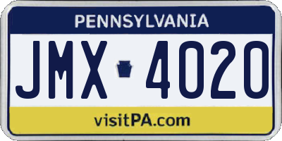 PA license plate JMX4020