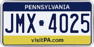 PA license plate JMX4025