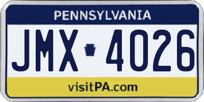 PA license plate JMX4026