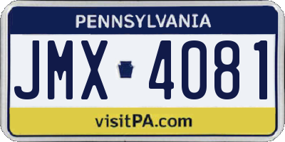 PA license plate JMX4081