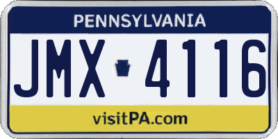 PA license plate JMX4116
