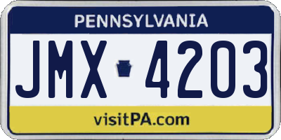 PA license plate JMX4203