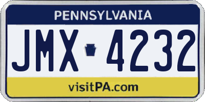 PA license plate JMX4232