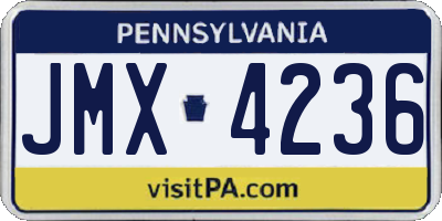 PA license plate JMX4236