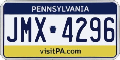 PA license plate JMX4296