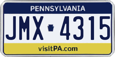 PA license plate JMX4315