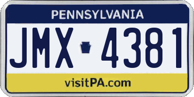 PA license plate JMX4381