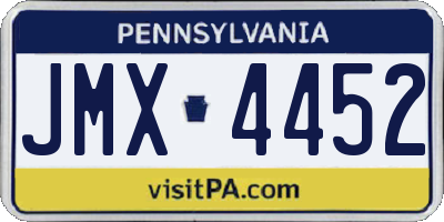PA license plate JMX4452