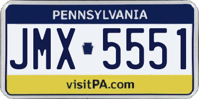 PA license plate JMX5551