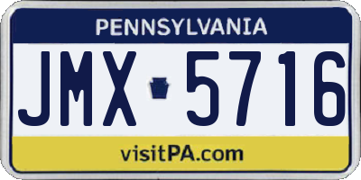 PA license plate JMX5716