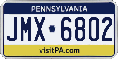 PA license plate JMX6802