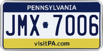 PA license plate JMX7006