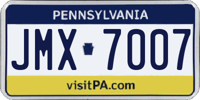 PA license plate JMX7007