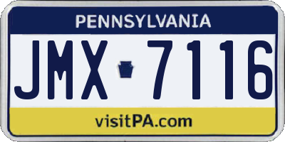 PA license plate JMX7116