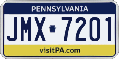PA license plate JMX7201