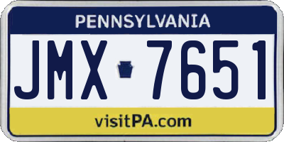 PA license plate JMX7651