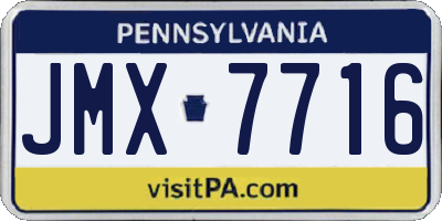 PA license plate JMX7716