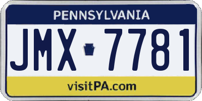 PA license plate JMX7781