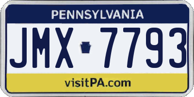 PA license plate JMX7793