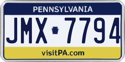 PA license plate JMX7794