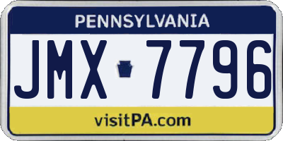 PA license plate JMX7796